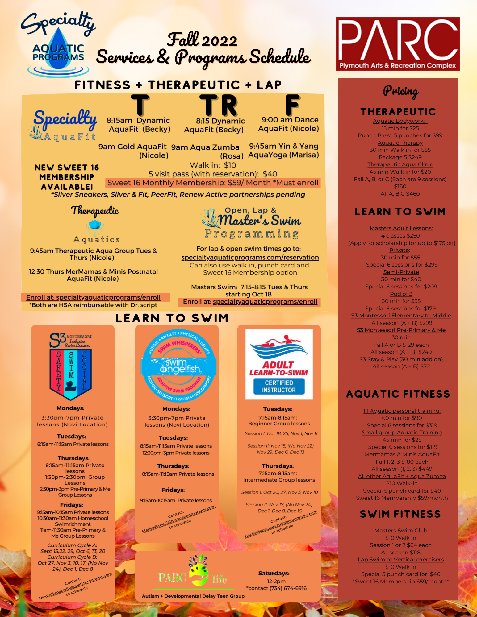 Schedule Specialty Aquatic Programs schedule-specialty-aquatic-programs